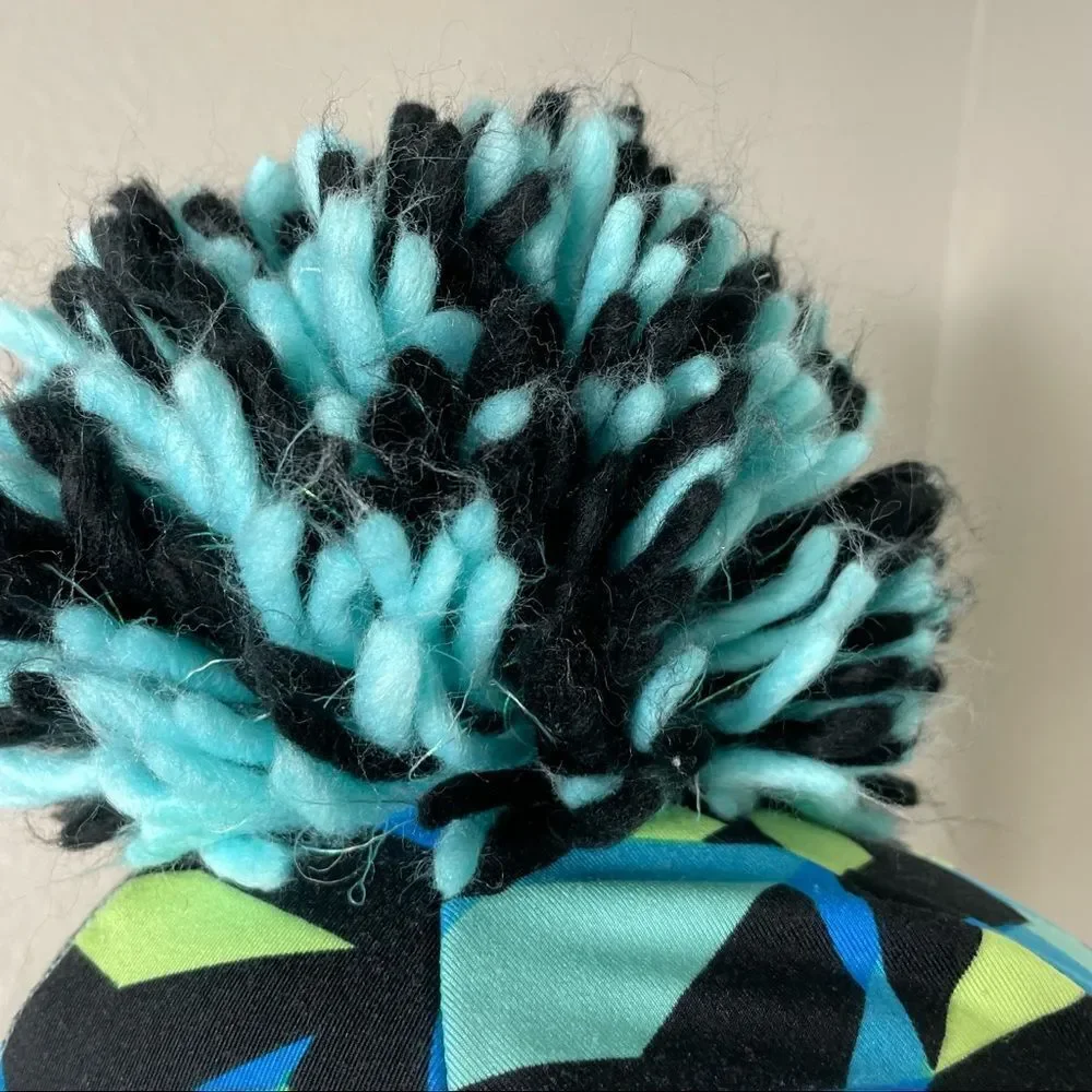 Justice Aqua Blue Teal Knit Beanie Cap With Ponytail Hole